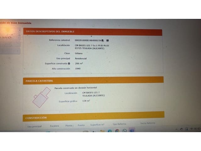 Finca/Casa Rural en Teulada Pueblo, Teulada-Moraira en venta - 190.000 € (Ref: 9652823)