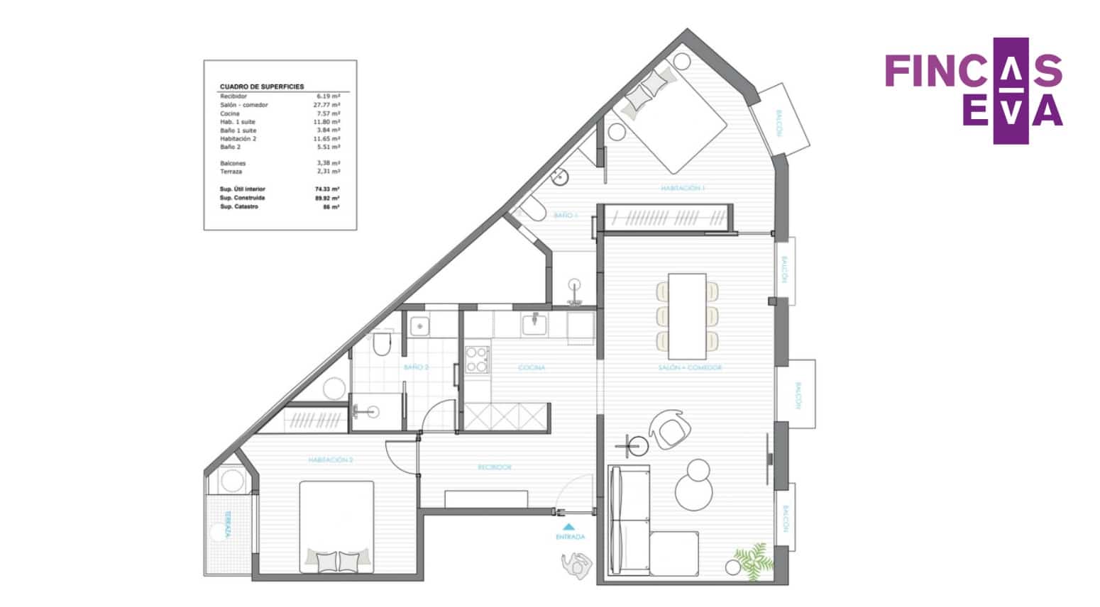 2 quarto Apartamento para venda em Barcelona cidade - 795 000 € (Ref: 9563812)