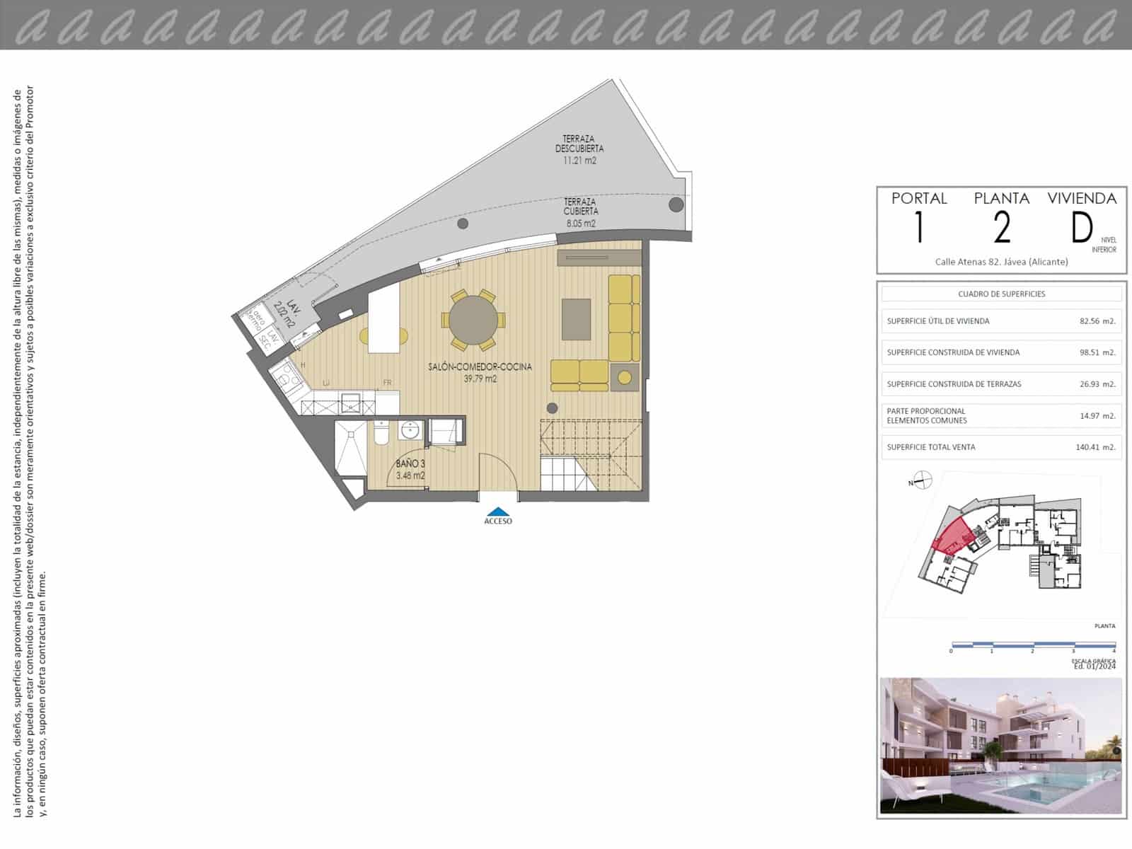 2 bedroom Penthouse for sale in Javea / Xabia with pool garage - € 515,000 (Ref: 9130929)