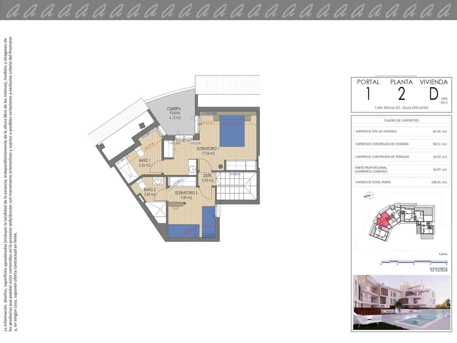 2 bedroom Penthouse for sale in Javea / Xabia with pool garage - € 515,000 (Ref: 9130929)