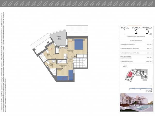 2 makuuhuone Kattohuoneisto myytävänä paikassa Montañar - El Arenal, Javea / Xàbia mukana uima-altaan 
autotalli - 515 000 € (Ref: 9130929)