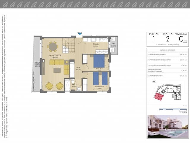 4 makuuhuone Kattohuoneisto myytävänä paikassa Montañar - El Arenal, Javea / Xàbia mukana uima-altaan 
autotalli - 647 000 € (Ref: 9130932)
