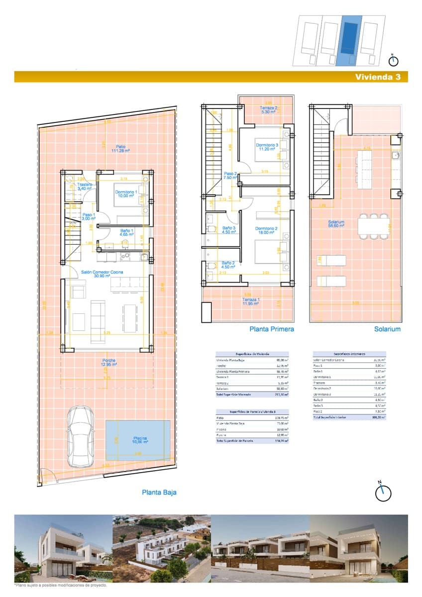 3 makuuhuone Huvila myytävänä paikassa Pilar de la Horadada mukana uima-altaan 
autotalli - 550 000 € (Ref: 9778624)
