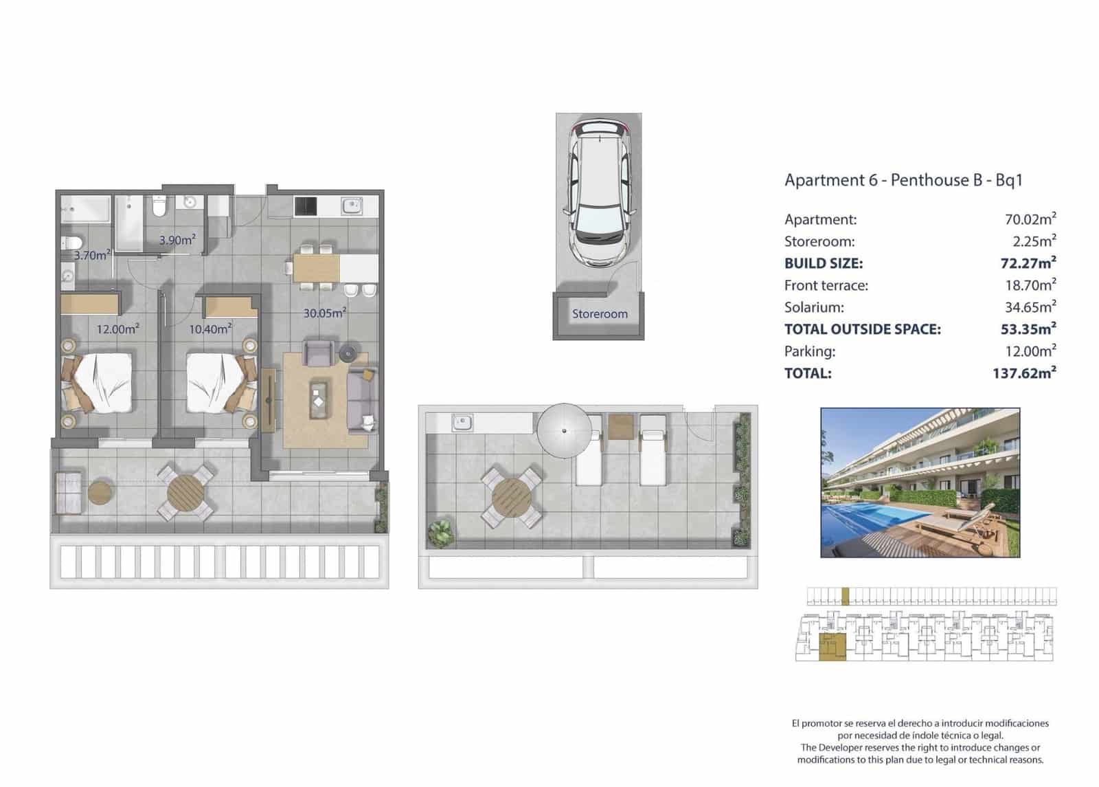 2 bedroom Penthouse for sale in Los Alcazares with pool - € 425,000 (Ref: 10015689)