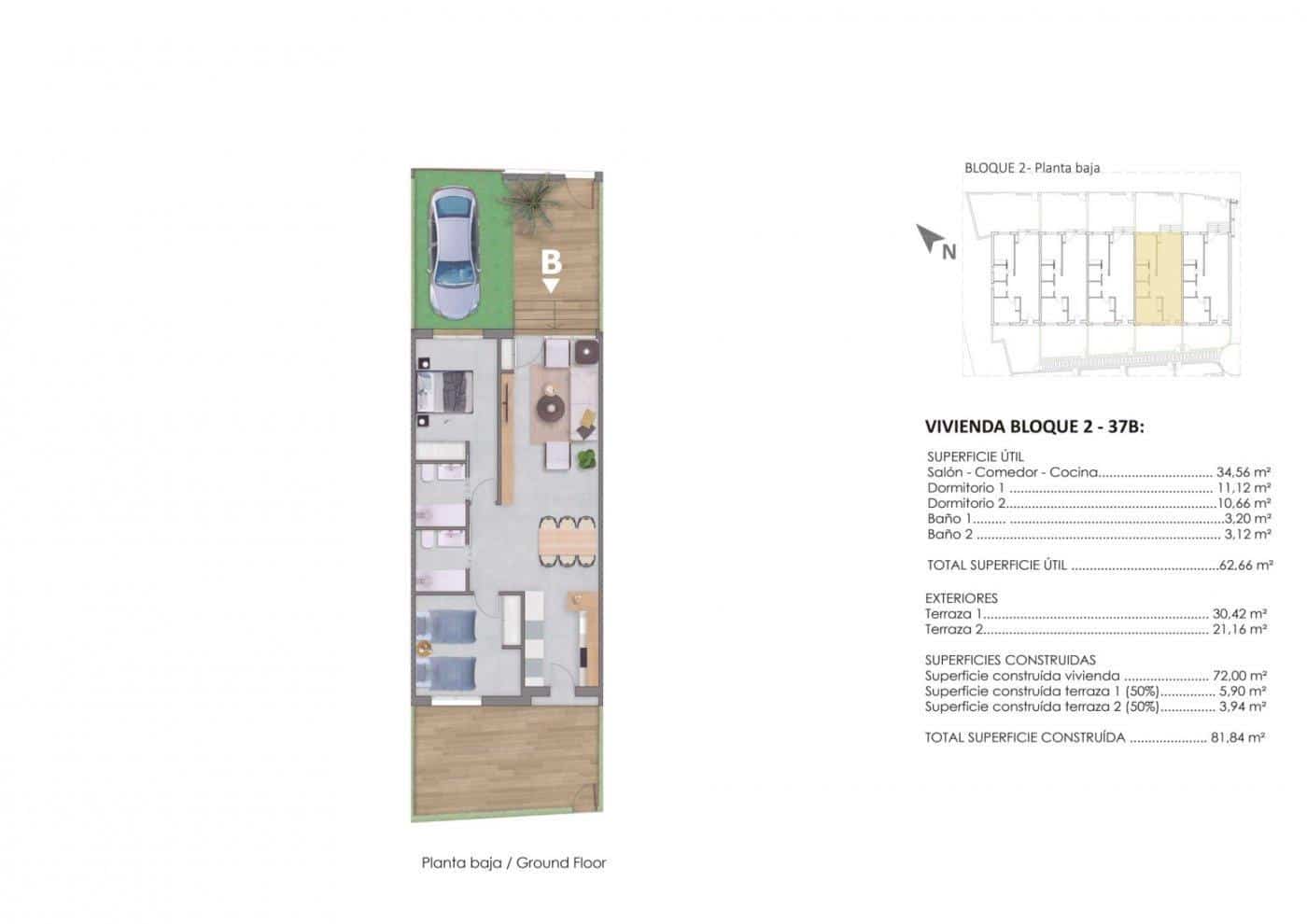 2 camera da letto Bungalow in vendita in Pilar de la Horadada con piscina - 229.900 € (Rif: 9032414)