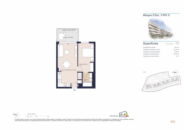 1 soverom Leilighet til salgs i Dénia med svømmebasseng - € 237 000 (Ref: 9062510)