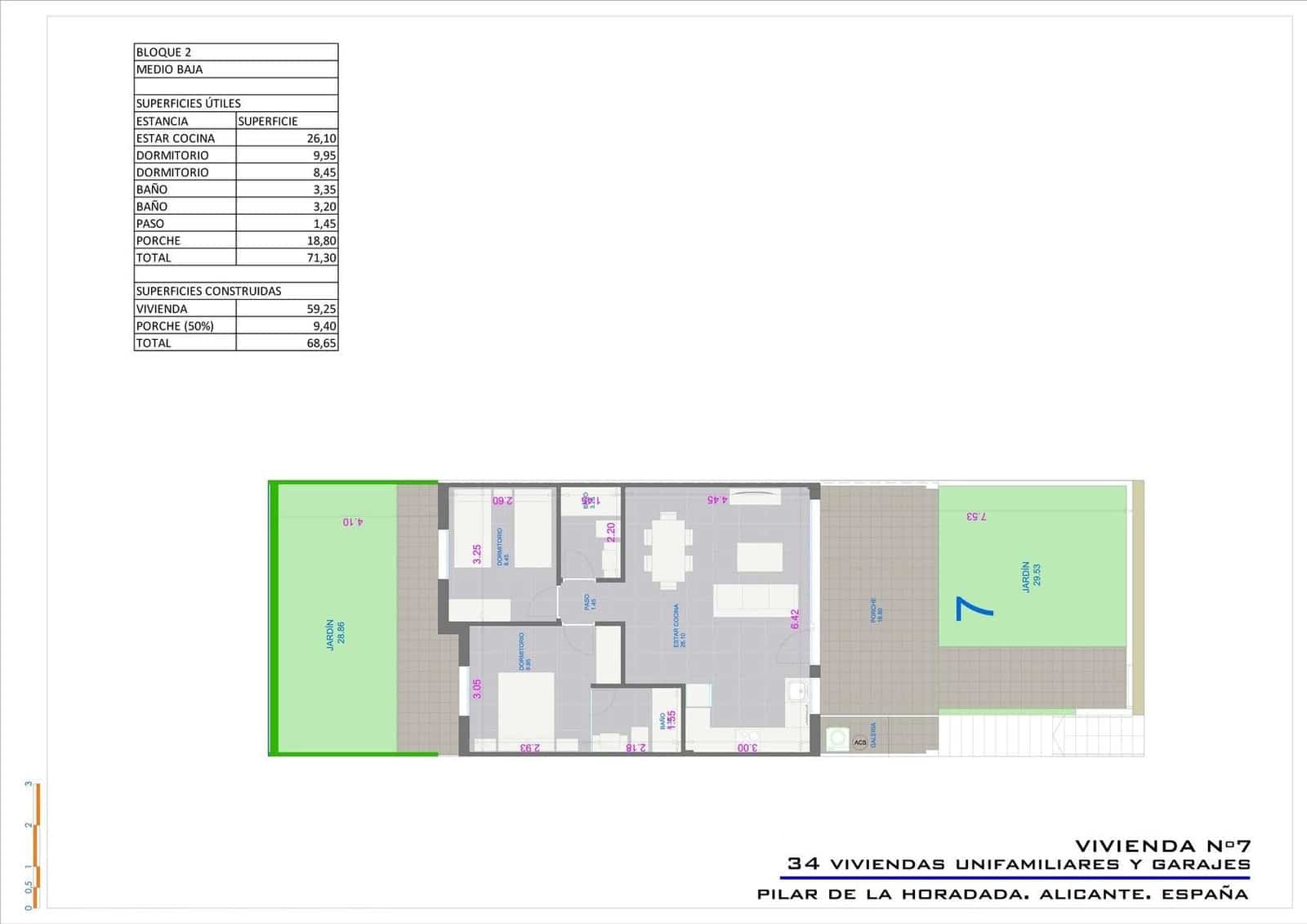 Bungalow de 2 habitaciones en Pilar de la Horadada en venta con piscina - 296.000 € (Ref: 9599655)