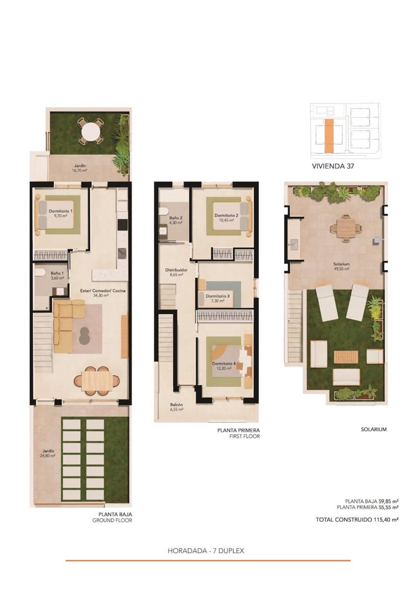 3 soveværelse Rækkehus til salg i Pilar de la Horadada med swimmingpool - € 344.900 (Ref: 9615917)
