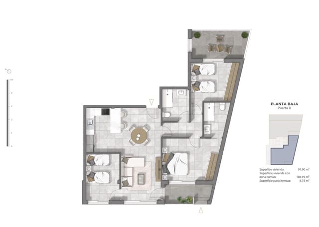 3 soverom Leilighet til salgs i Guardamar del Segura med svømmebasseng garasje - € 334 000 (Ref: 9959879)