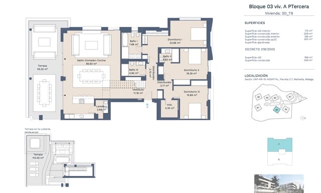 Ático de 3 habitaciones en Marbella en venta con piscina garaje - 1.990.000 € (Ref: 10040773)