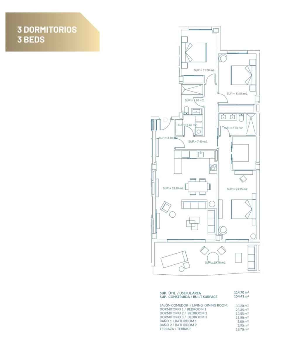 3 soveværelse Lejlighed til salg i El Chaparral med swimmingpool garage - € 595.000 (Ref: 10154929)