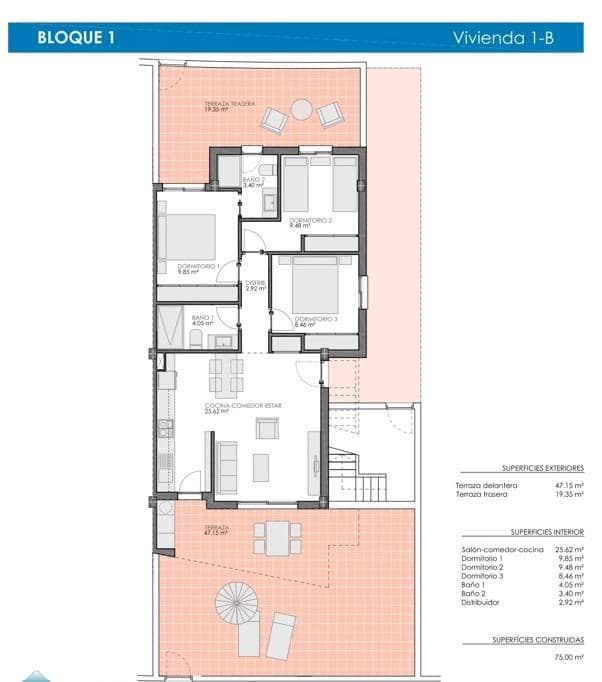 2 soverom Bungalow til salgs i Torre de la Horadada med svømmebasseng - € 284 900 (Ref: 9978922)