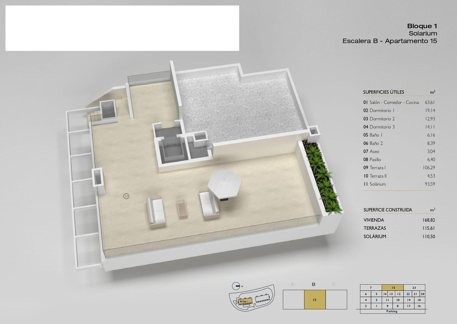Ático de 3 habitaciones en Las Colinas Golf en venta con piscina garaje - 985.000 € (Ref: 9844092)