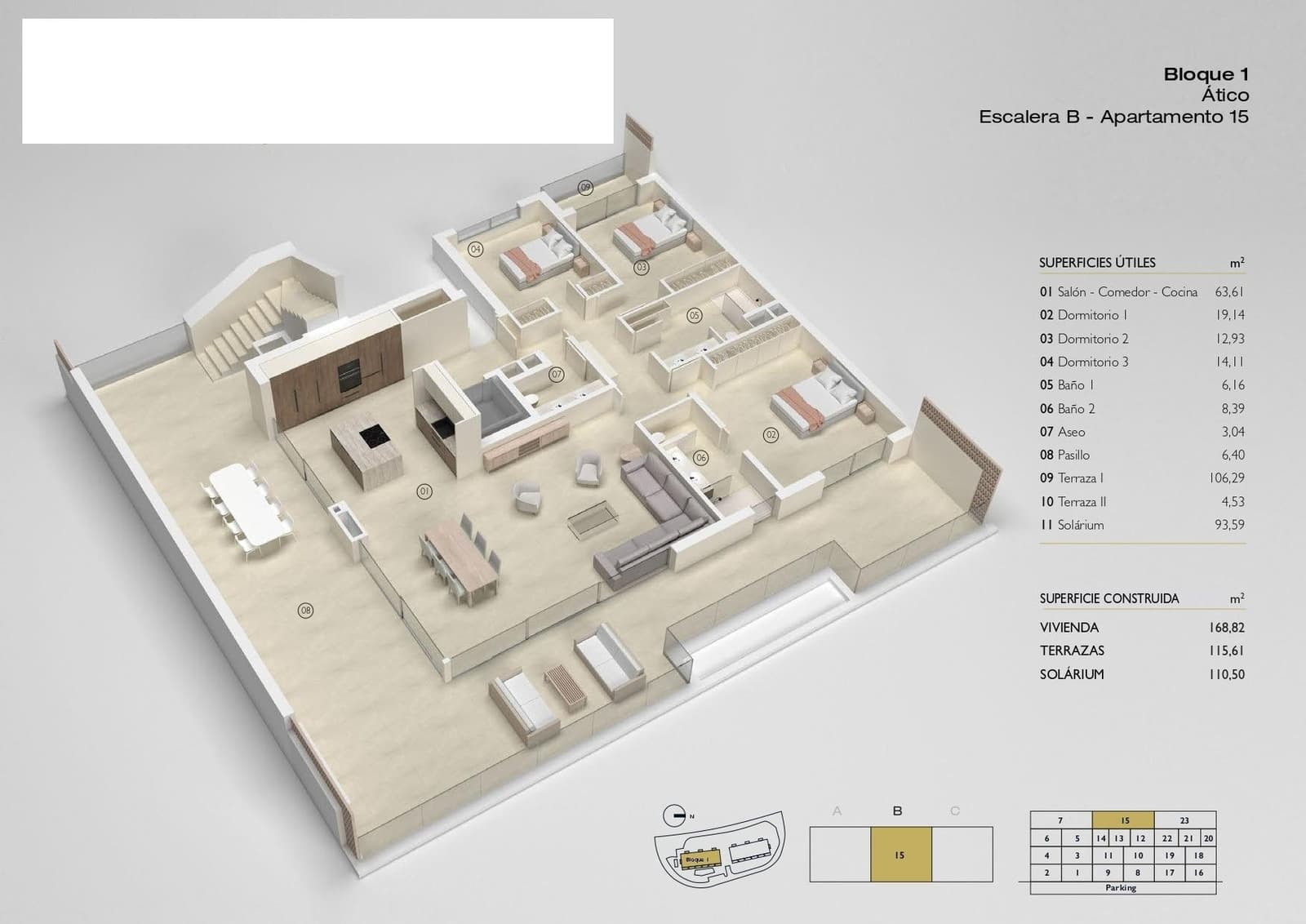 Ático de 3 habitaciones en Las Colinas Golf en venta con piscina garaje - 985.000 € (Ref: 9844092)