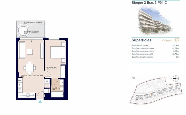 1 soverom Leilighet til salgs i Dénia med svømmebasseng garasje - € 242 000 (Ref: 9849416)