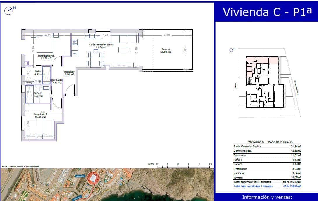 2 bedroom Flat for sale in Aguilas with pool garage - € 260,000 (Ref: 9921147)