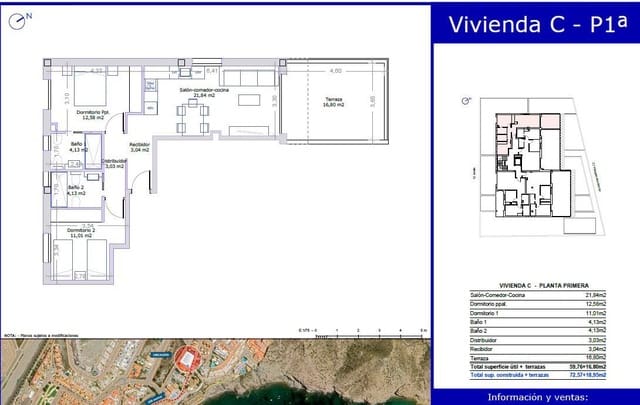 2 Zimmer Wohnung zu verkaufen in El Hornillo, Aguilas mit Pool Garage - 260.000 € (Ref: 9921147)