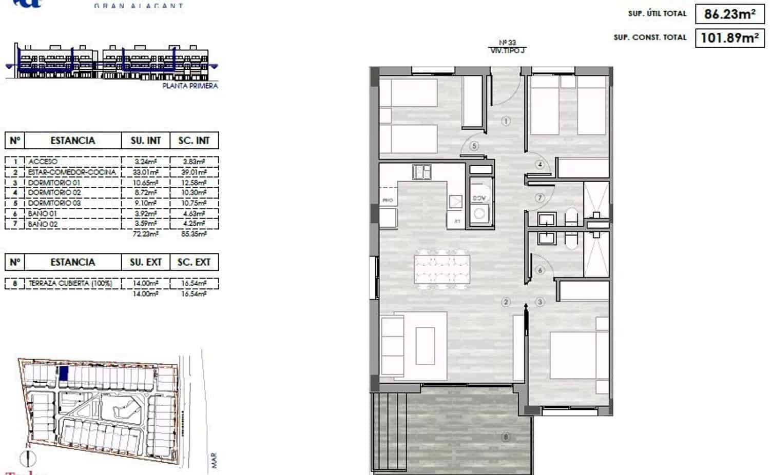 3 soveværelse Lejlighed til salg i Gran Alacant med swimmingpool garage - € 315.000 (Ref: 6840906)