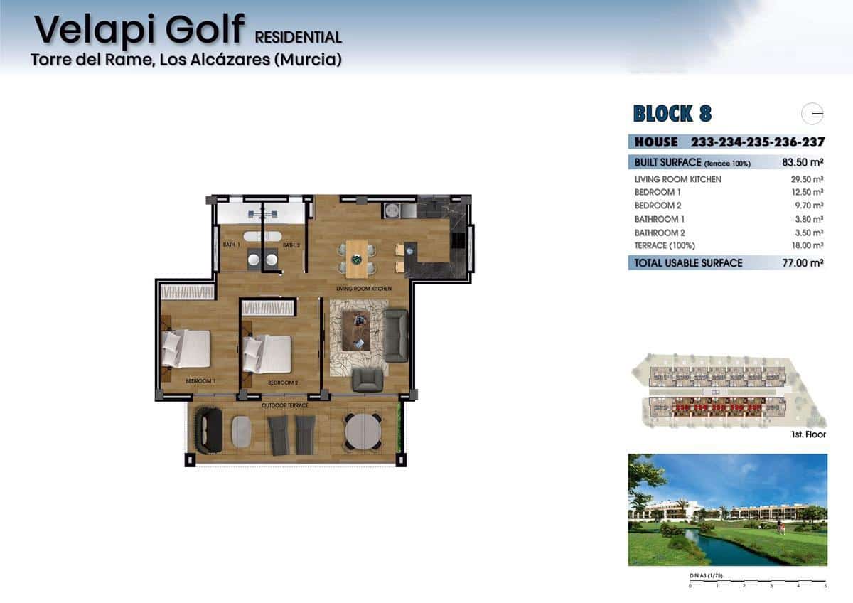 2 Zimmer Apartment zu verkaufen in Los Alcazares mit Pool Garage - 235.000 € (Ref: 8597442)