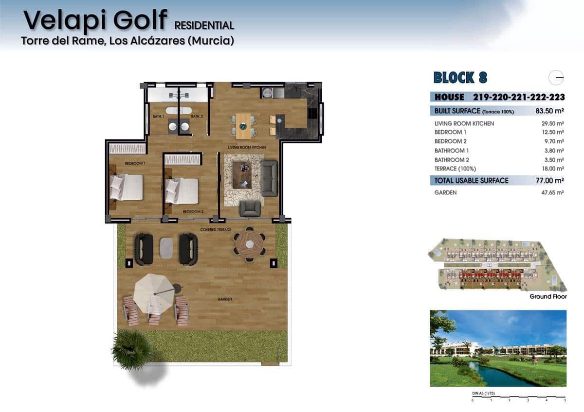 2 Zimmer Apartment zu verkaufen in Los Alcazares mit Pool Garage - 235.000 € (Ref: 8597442)