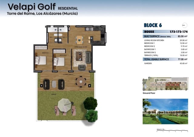 2 bedroom Apartment for sale in Los Alcázares with pool garage - € 260,000 (Ref: 8778627)