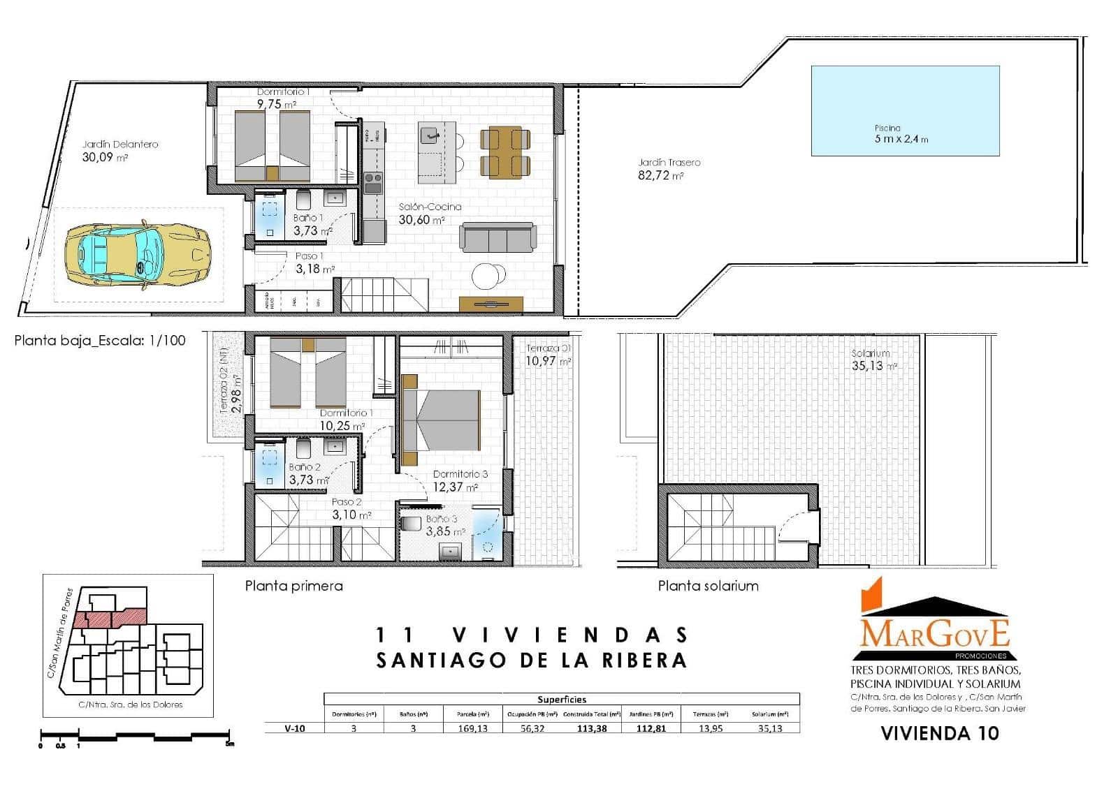 3 bedroom Apartment for sale in Santiago de la Ribera with pool - € 425,000 (Ref: 8836940)