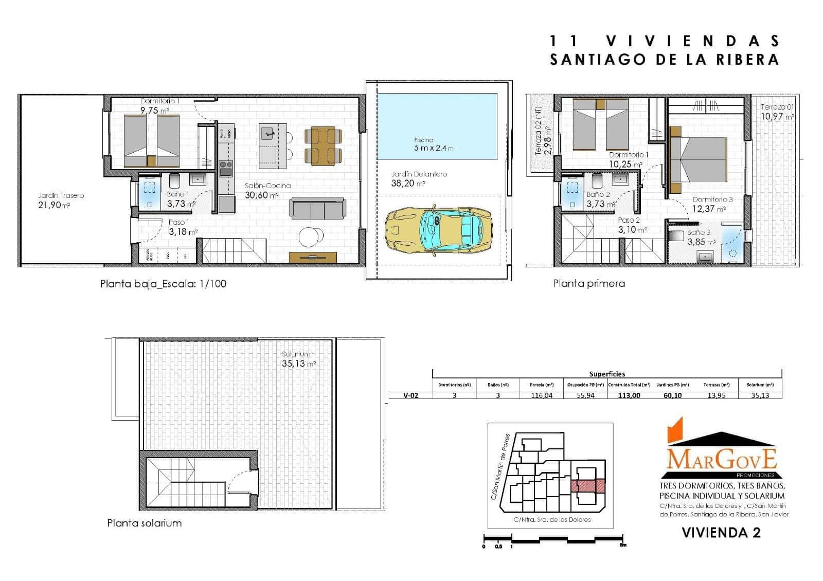 3 bedroom Apartment for sale in Santiago de la Ribera with pool - € 425,000 (Ref: 8836940)