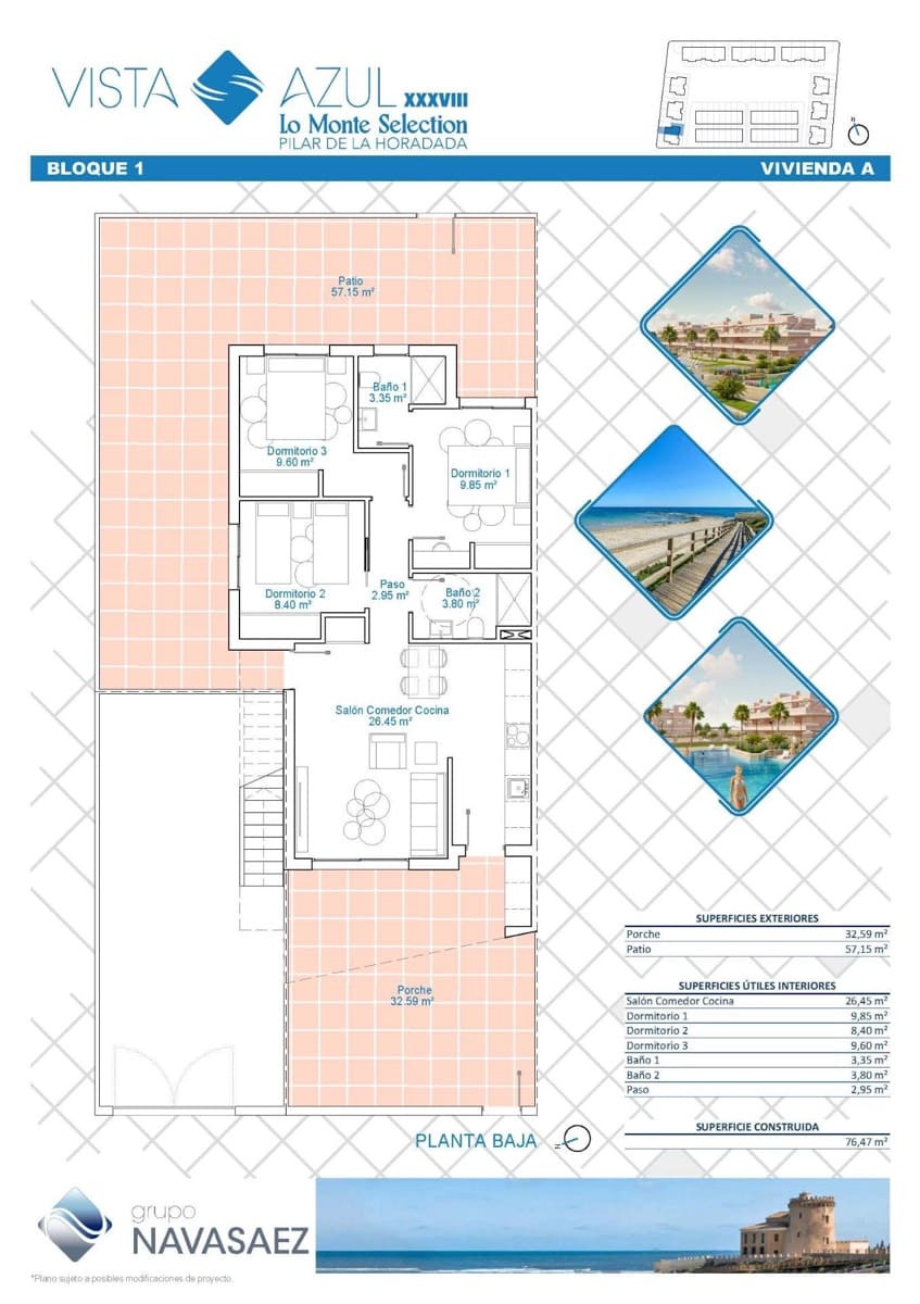 3 bedroom Apartment for sale in Pilar de la Horadada with pool garage - € 259,900 (Ref: 8841077)