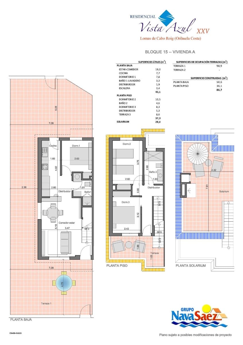 3 soveværelse Semi-Rækkehus til salg i Orihuela Costa med swimmingpool garage - € 295.000 (Ref: 9317937)