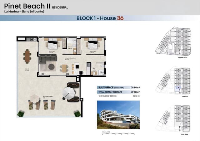 Apartamento de 2 habitaciones en El Pinet, Elche / Elx en venta con piscina - 246.000 € (Ref: 9427338)