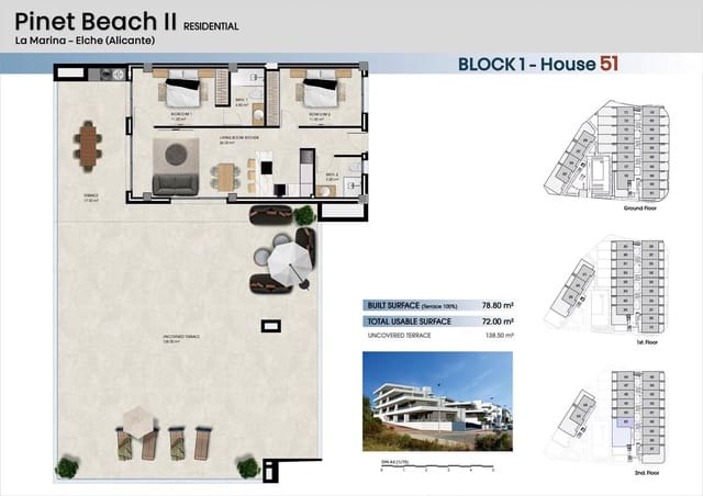Apartamento de 2 habitaciones en El Pinet, Elche / Elx en venta con piscina - 246.000 € (Ref: 9427338)