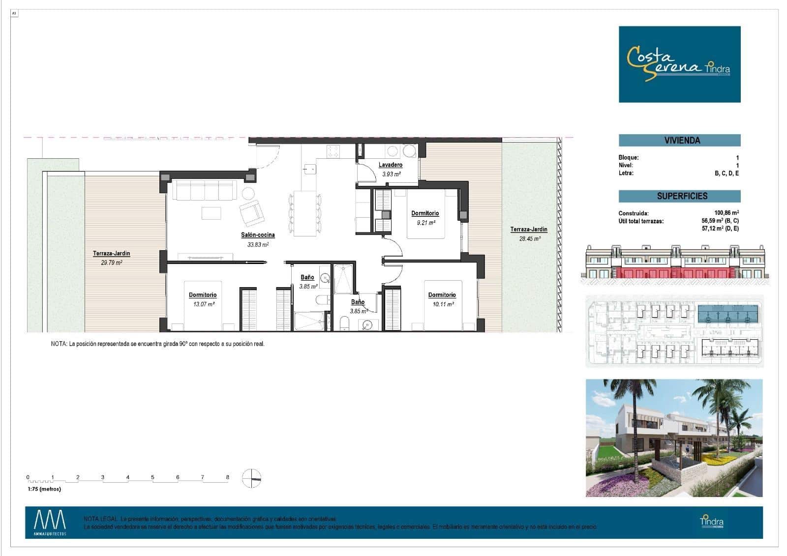 3 sovrum Bungalow till salu i Los Alcazares med pool - 320 000 € (Ref: 9596299)