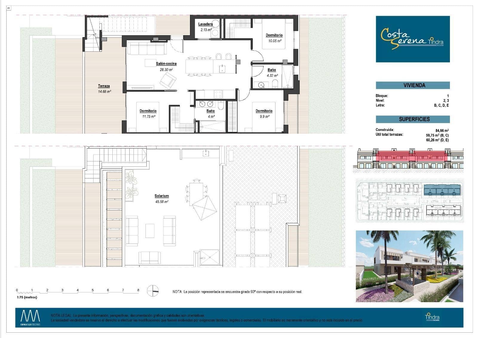 3 sovrum Bungalow till salu i Los Alcazares med pool - 320 000 € (Ref: 9596299)