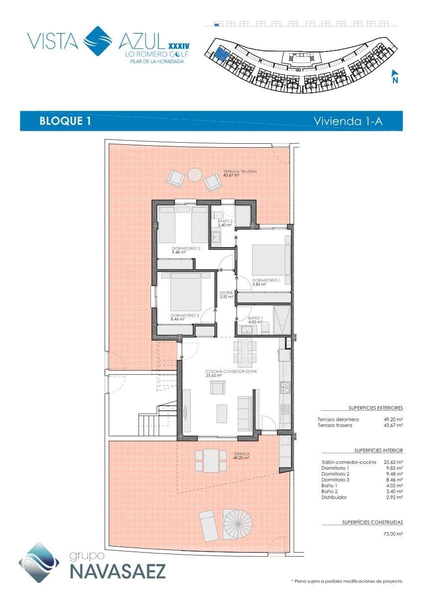 3 chambre Bungalow à vendre à Pilar de la Horadada avec piscine - 284 900 € (Ref: 9846547)