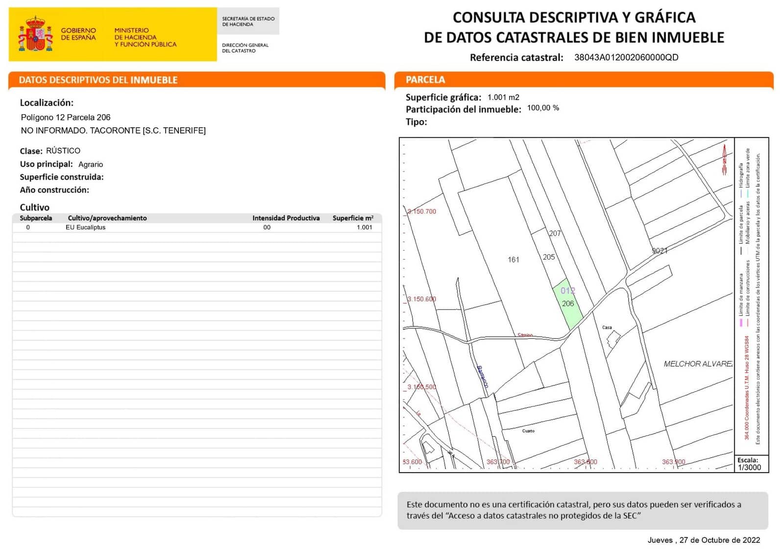 Grond te koop in Tacoronte - € 28.000 (Ref: 9104725)