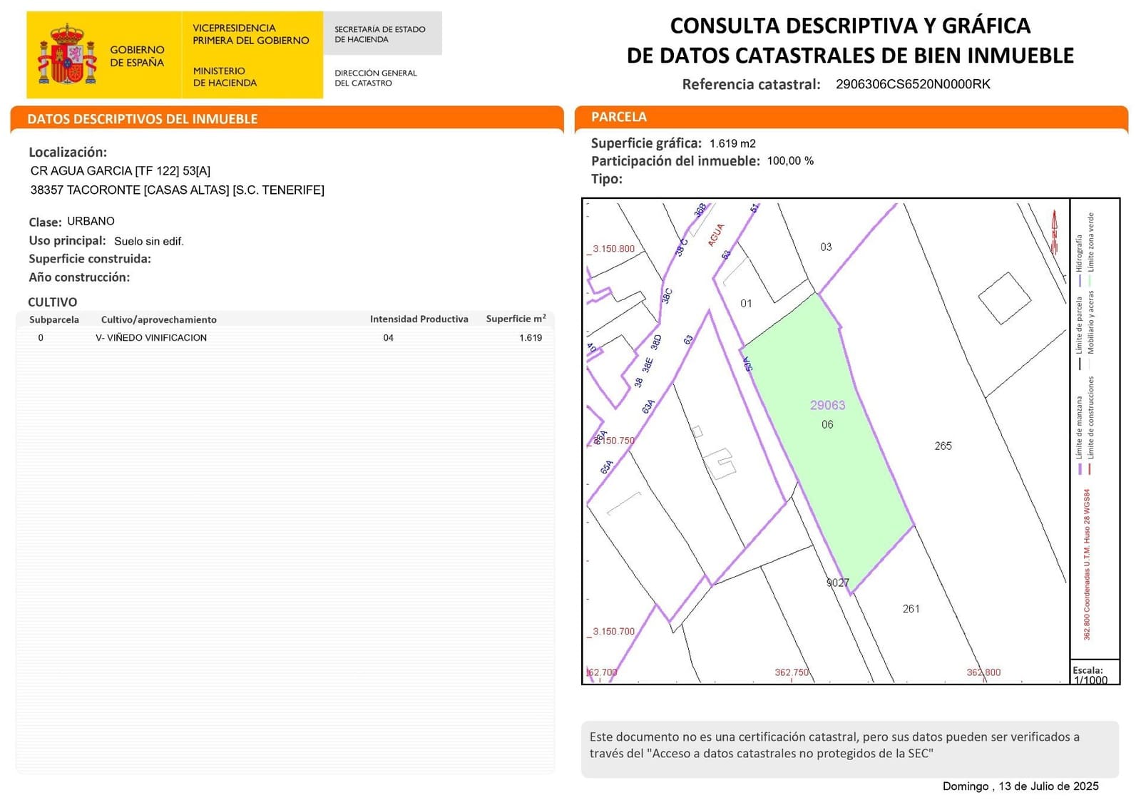 Building Plot for sale in Tacoronte - € 128,000 (Ref: 9698865)