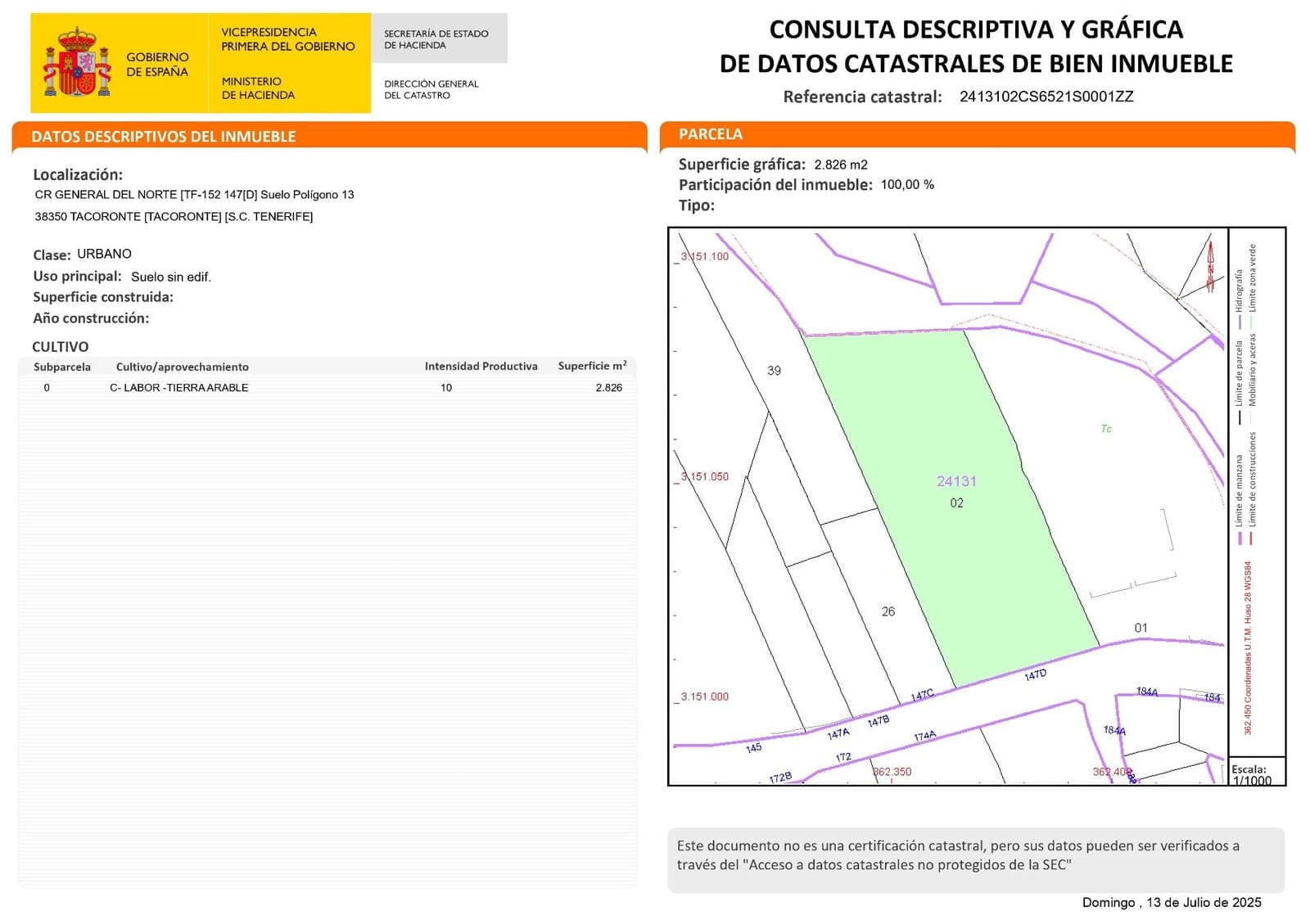 Building Plot for sale in Tacoronte - € 350,000 (Ref: 9698866)