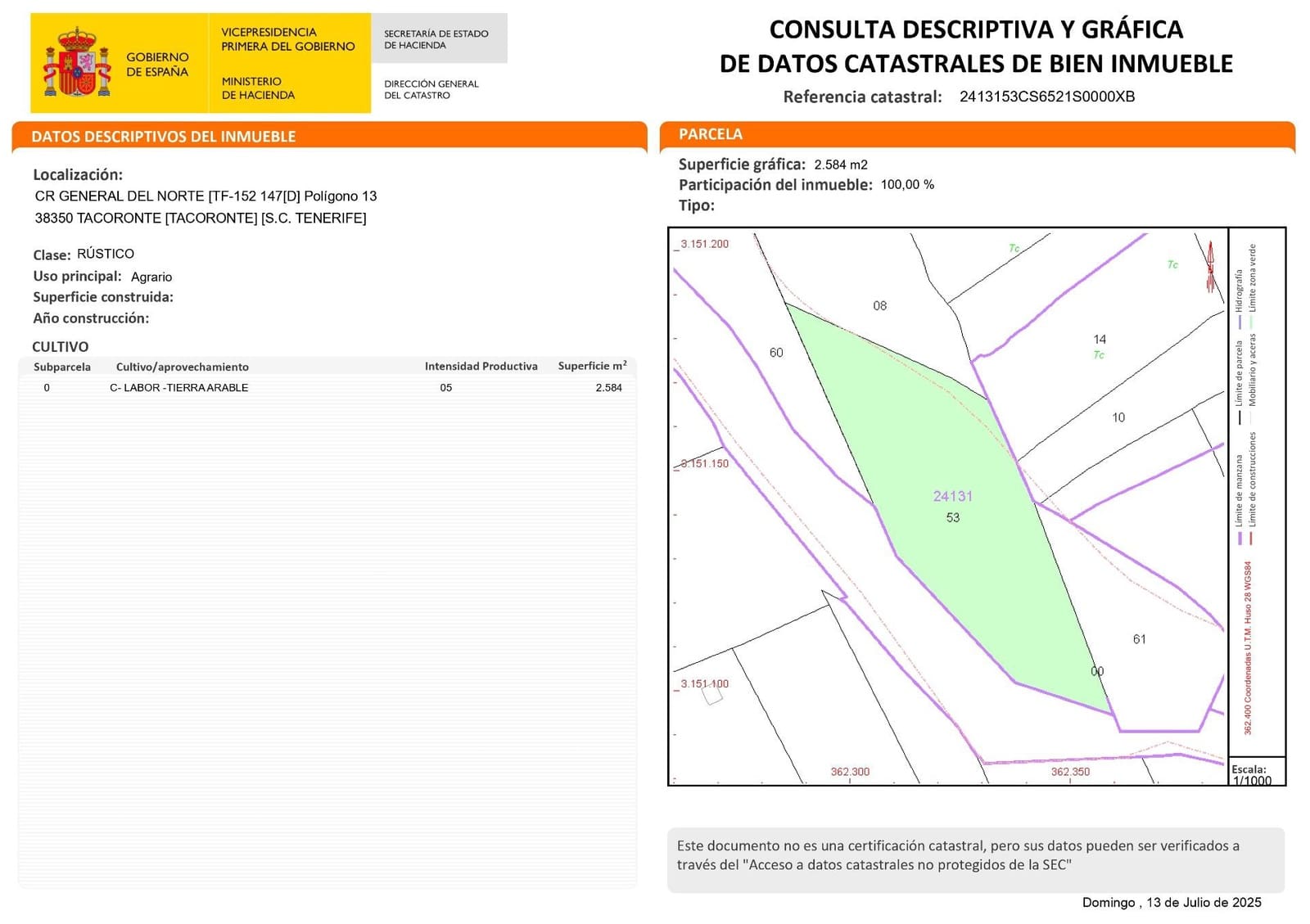 Building Plot for sale in Tacoronte - € 350,000 (Ref: 9698866)