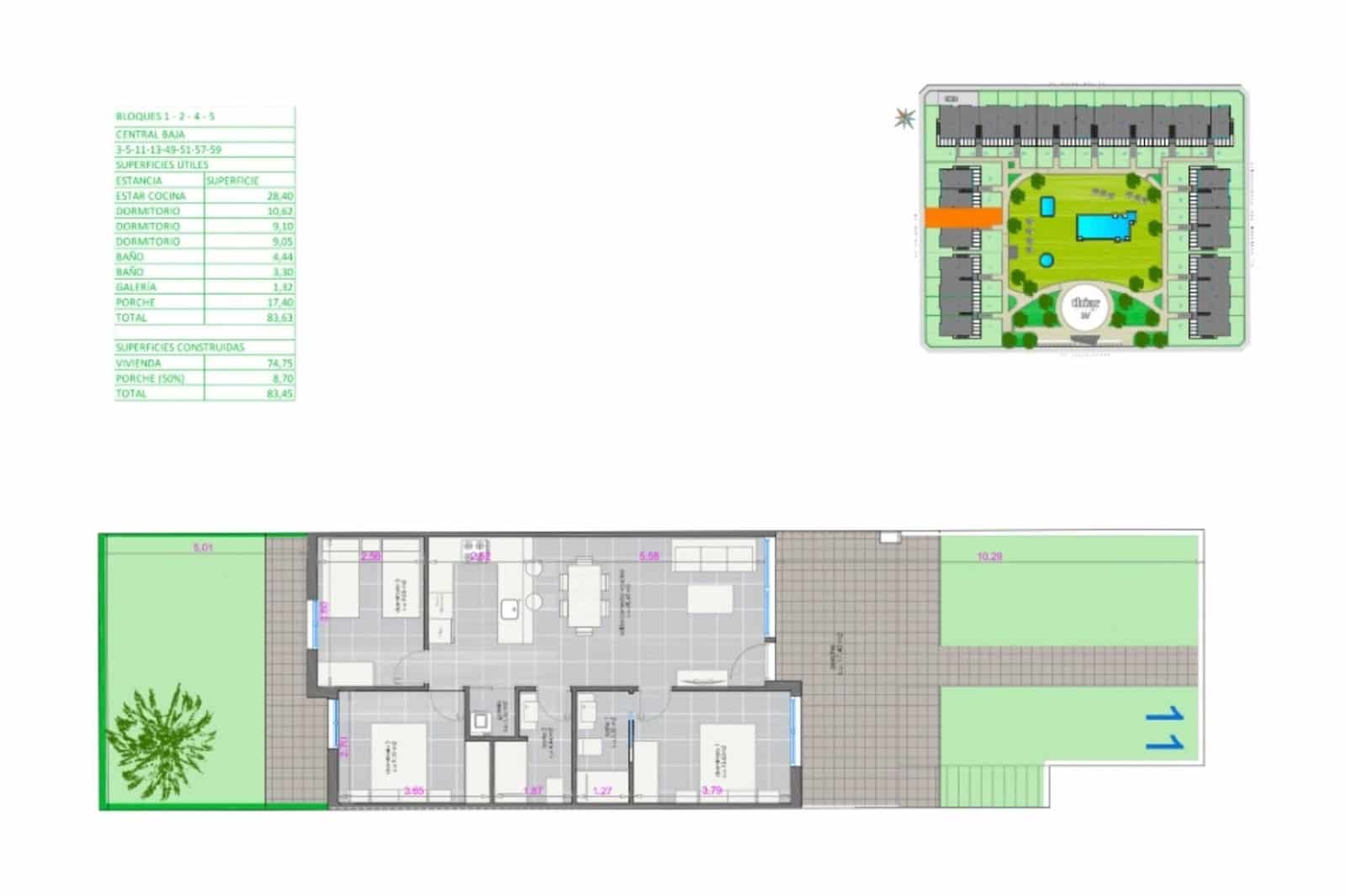 3 sypialnia Apartament na sprzedaż w Pilar de la Horadada z basenem garażem - 369 500 € (Ref: 9996290)