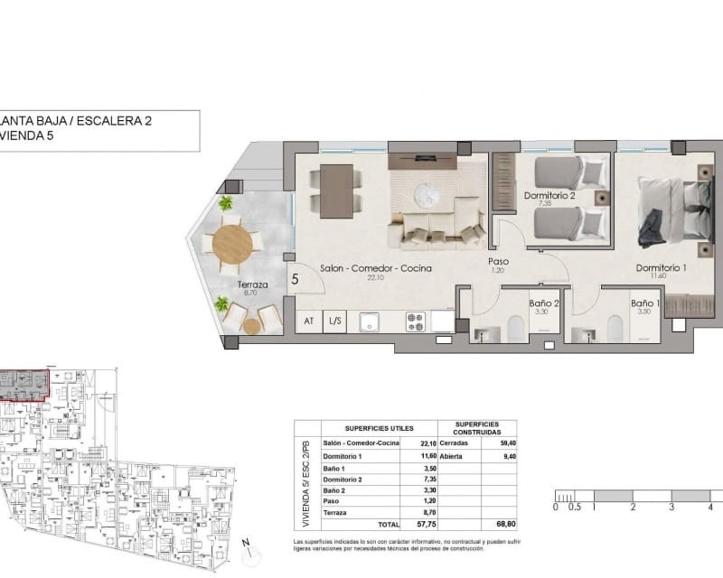 2 soveværelse Lejlighed til salg i Santa Pola med swimmingpool garage - € 235.000 (Ref: 10167067)