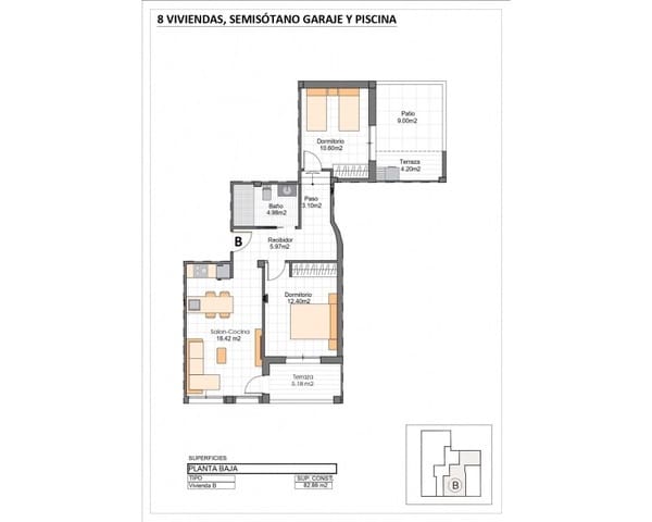 2 soveværelse Lejlighed til salg i Lo Pagan, San Pedro del Pinatar med swimmingpool - € 283.400 (Ref: 10169182)