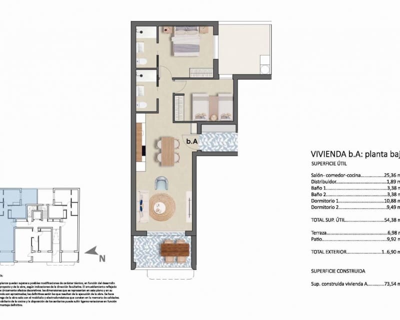 2 makuuhuone Huoneisto myytävänä paikassa Torre de la Horadada mukana uima-altaan - 275 900 € (Ref: 10169200)