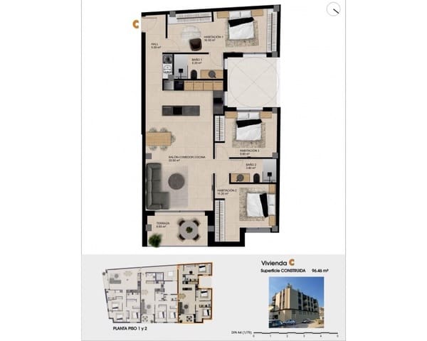 3 sypialnia Apartament na sprzedaż w Catral z basenem garażem - 243 000 € (Ref: 10170193)