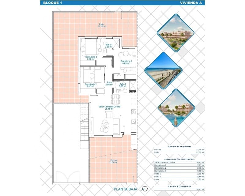 3 Zimmer Apartment zu verkaufen in Pilar de la Horadada mit Pool - 289.900 € (Ref: 8849972)