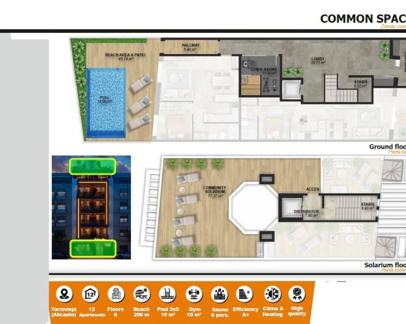 1 soveværelse Lejlighed til salg i Torrevieja med swimmingpool - € 195.000 (Ref: 9254142)