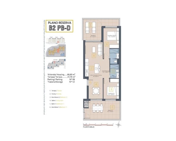 2 chambre Appartement à vendre à Las Lomas de Rame - Bahía Bella, Los Alcázares avec piscine - 269 900 € (Ref: 9288091)