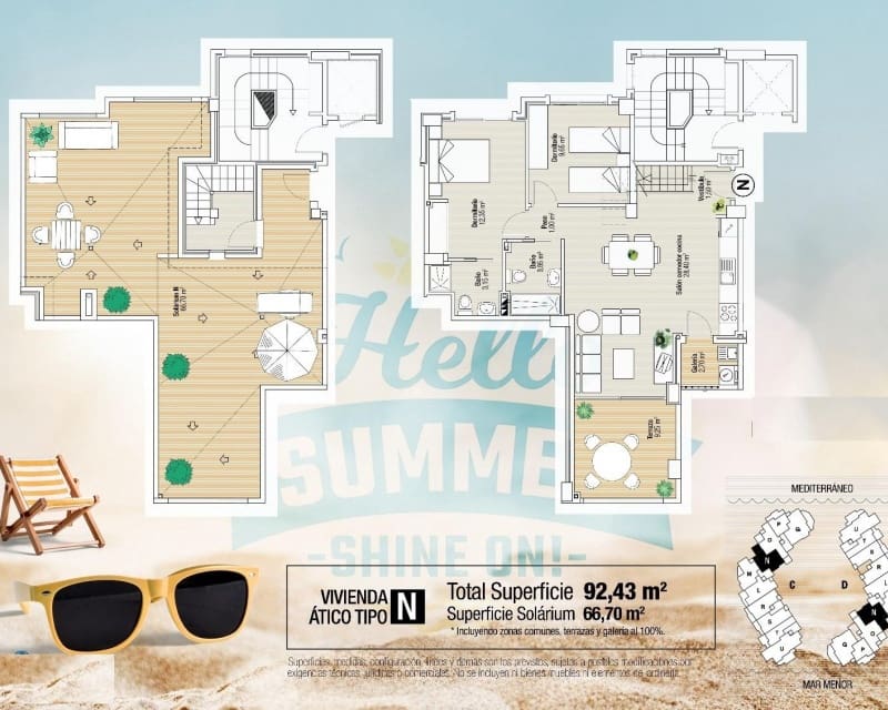 2 makuuhuone Huoneisto myytävänä paikassa La Manga del Mar Menor mukana uima-altaan - 345 000 € (Ref: 9291184)