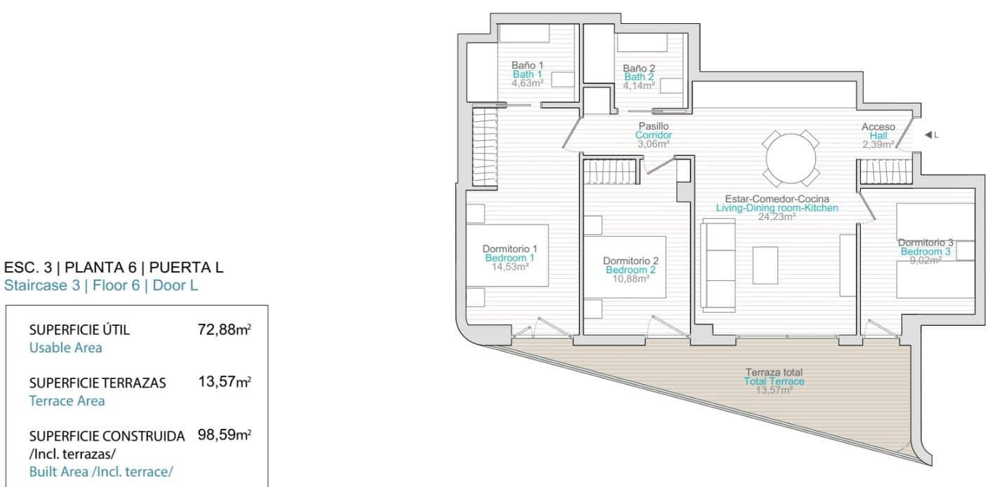 3 soveværelse Lejlighed til salg i La Villajoyosa / Vila Joiosa med swimmingpool - € 515.000 (Ref: 9390381)