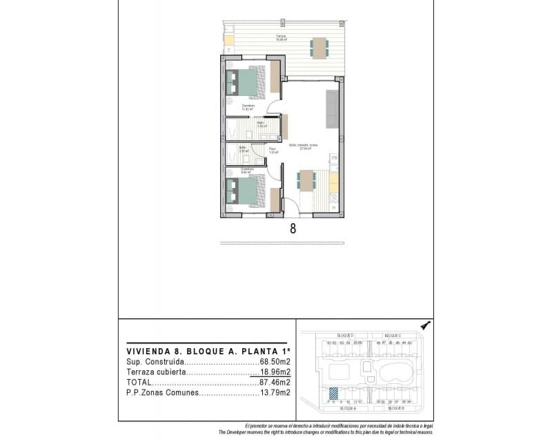 2 makuuhuone Huoneisto myytävänä paikassa San Cayetano mukana uima-altaan - 226 900 € (Ref: 9626839)