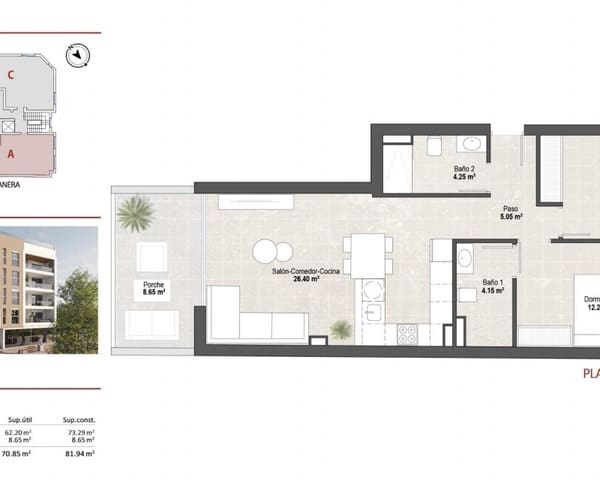 2 chambre Appartement à vendre à Lo Pagan, San Pedro del Pinatar avec piscine - 229 900 € (Ref: 9626842)